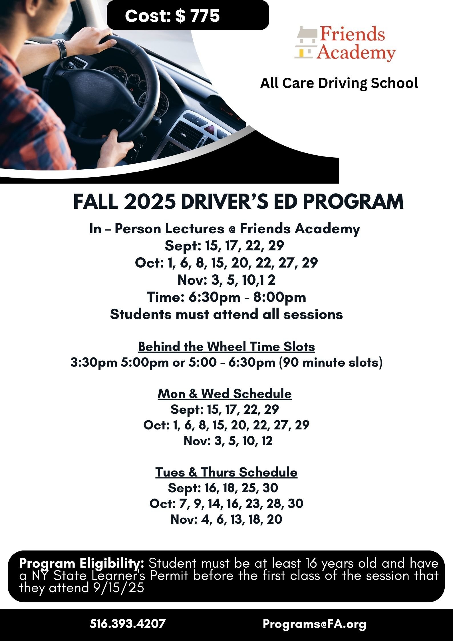 Blue and Brown Illustrative Driving School Poster