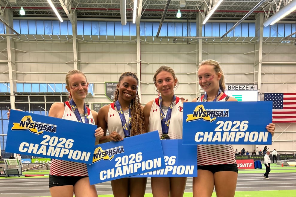 The Friends Academy girls’ 4x400m relay team won the Division 2 New York State Championship and nearly matched its own school record in the process.