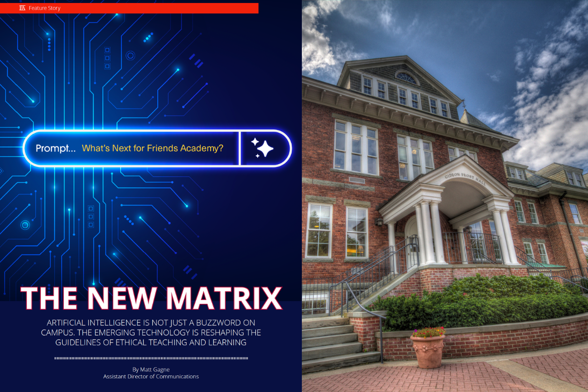 Friends Academy AI story cover art and Frost Hall combo