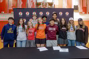Eleven senior athletes were celebrated at Friends Academy’s college signing event on Tuesday morning, committing to 10 colleges in six sports across multiple divisions and conferences of NCAA competition. 