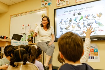 Friends Academy Pre-K students visited the Lower School Science Lab for the first time and interacted with recently hatched quail chicks.