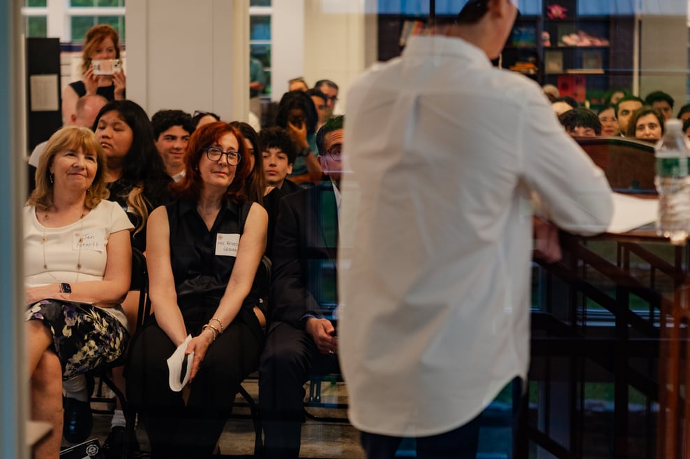 Friends Academy held its inaugural Science Research Symposium inside the Kumar Wang Library in late May.