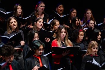 Students from the Friends Academy Middle School and Upper School performed at the ‘Holidays With Friends’ winter concert inside the Dolan Center Theater. 