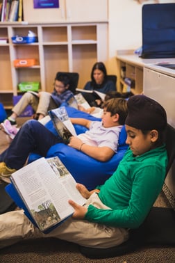 lower-school-students-reading-library
