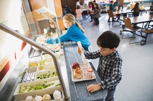 lower school children getting food