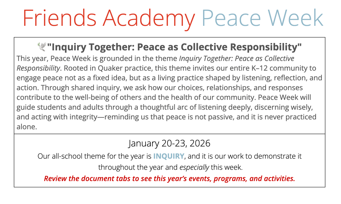 Peace Week 2026 Calendar