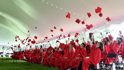 friends academy graduates throwing their caps