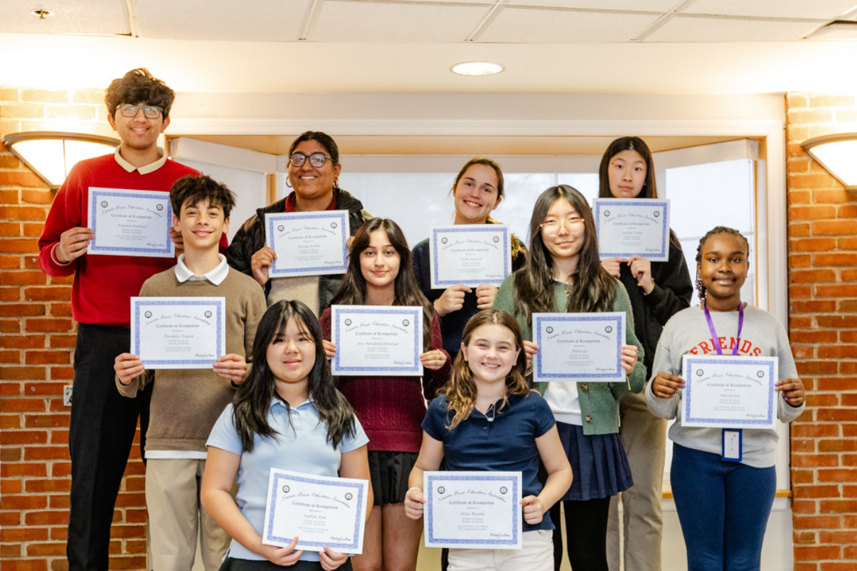 Twelve students at Friends Academy recently received their certificates for performing in the 2026 All-County Music Festival.