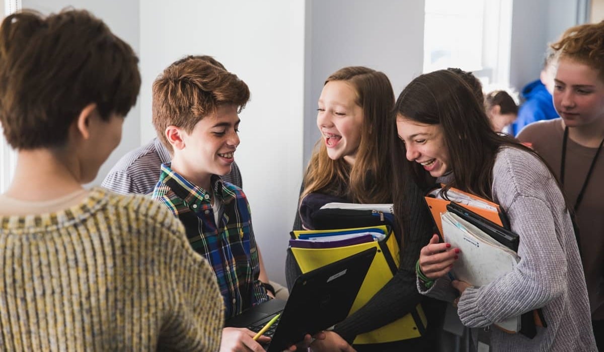 students laughing