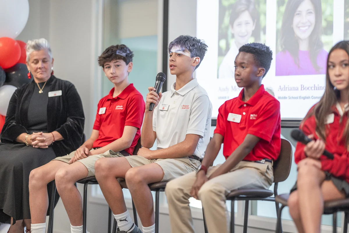 Friends Academy students participating in public speaking